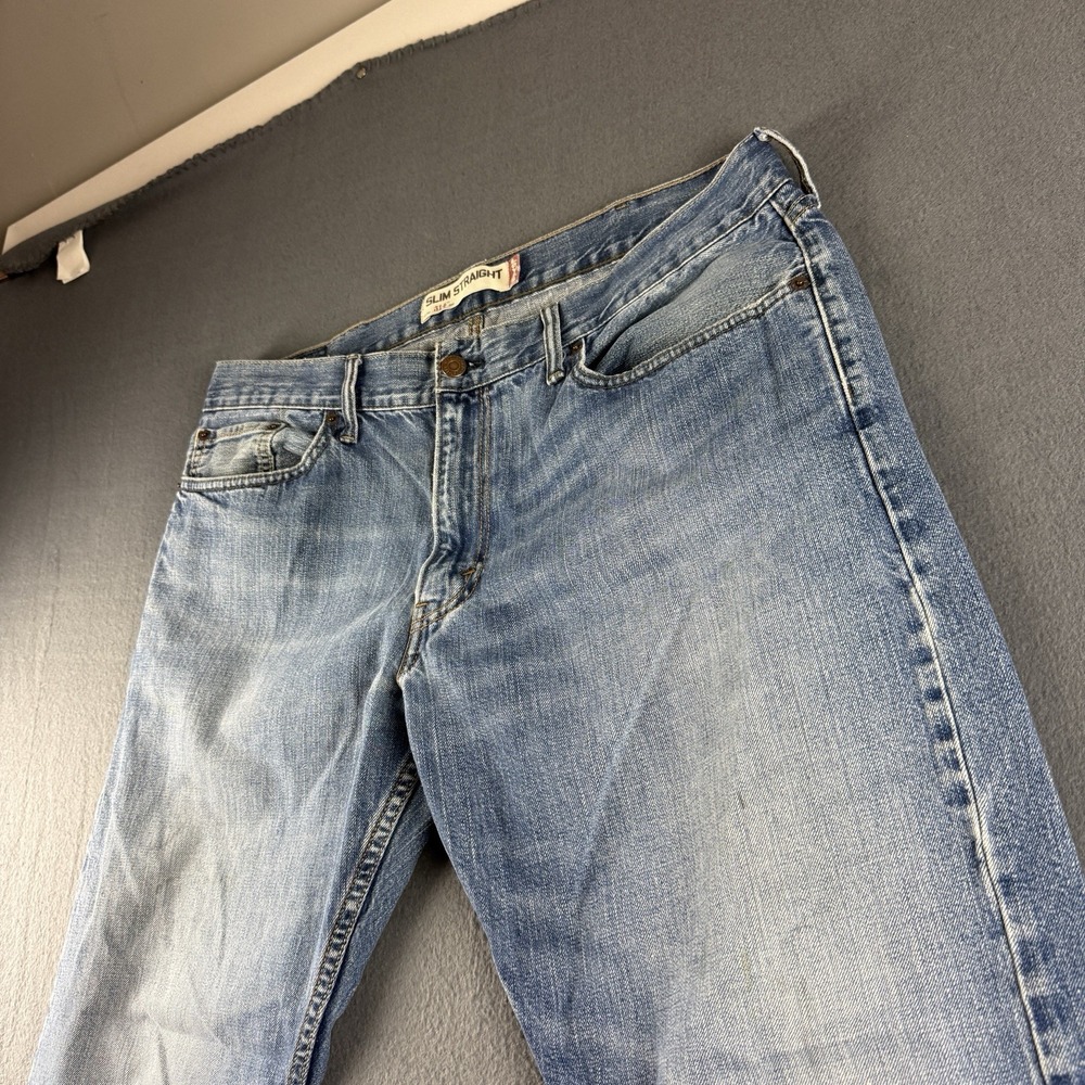 Levis 514 Jeans Men's 38x32 Blue Slim Fit Straight Leg Y2K Stretch Whiskered